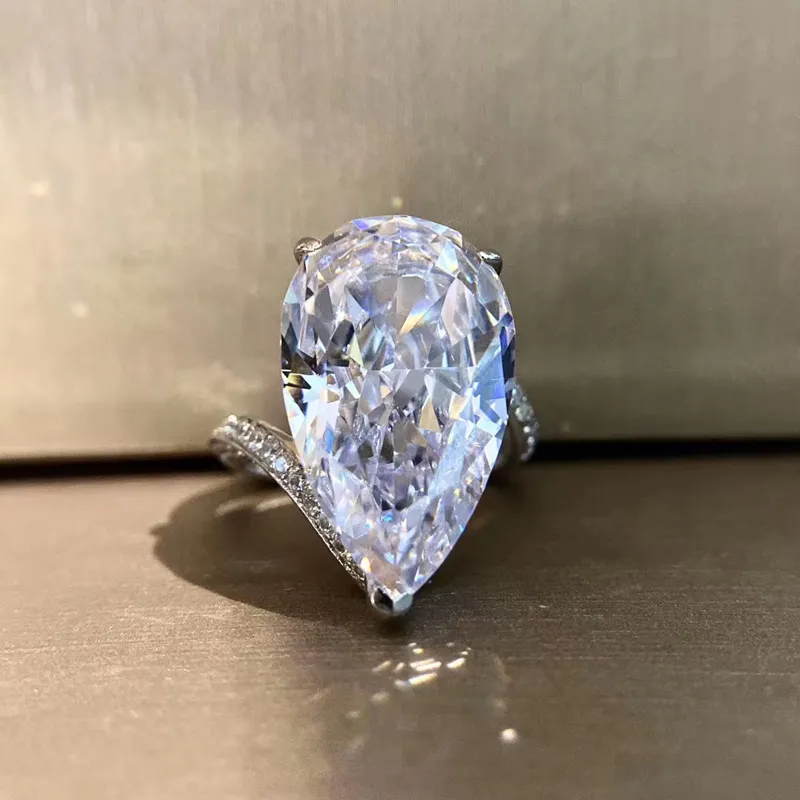 Anillo de diamantes de compromiso de boda con piedras preciosas de moissanita creado en Plata de Ley 100 925 de lujo, joyería fina Whole8293230