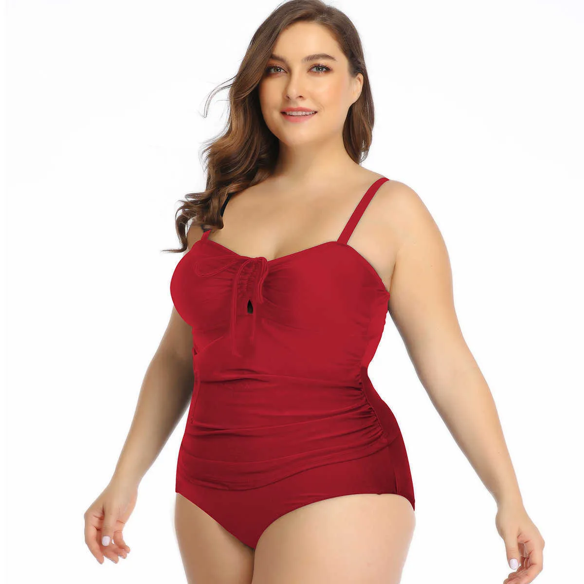 Plus Size Swimwear Gomans Nowy Split Duży Swimsuit Hot Selling Plised Suspended Solid Color Split Kąpielowy garnitur Fat Woman