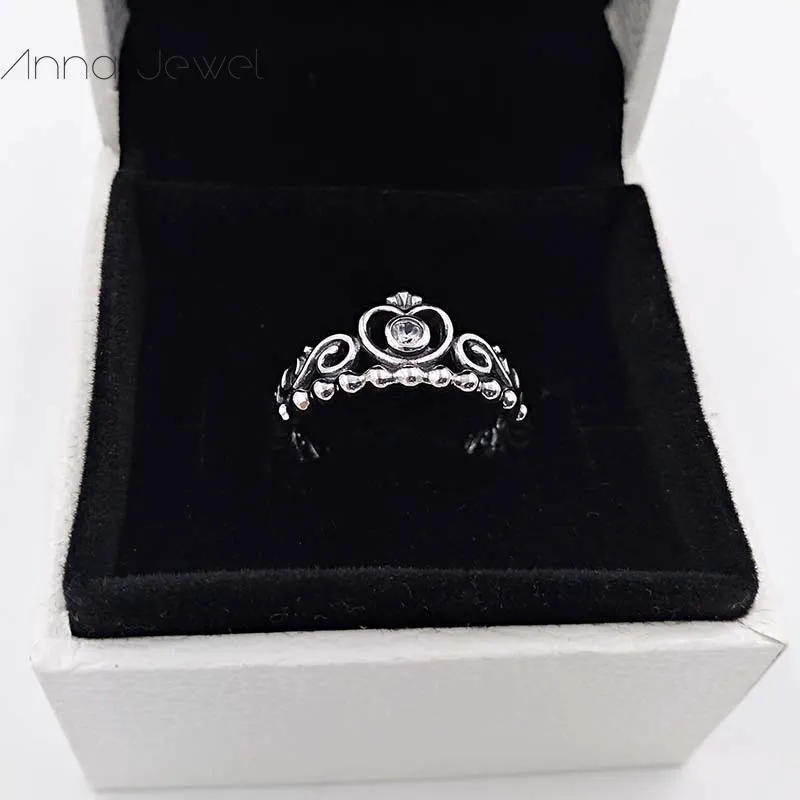 Gioielli estetici stile matrimonio fidanzamento Diamond PRINCESS Designer Pandora Love Rings donna uomo coppia set di anelli dito compleanno regali di San Valentino 190880CZ