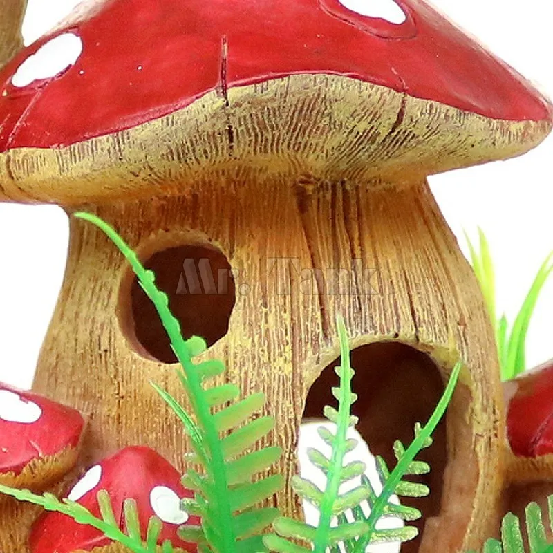 Mr.Tank Mushroom rium Decorations Ornament Artificial Resin Fish Hiding Landscape Accessories Pet Escape Holes Y200917