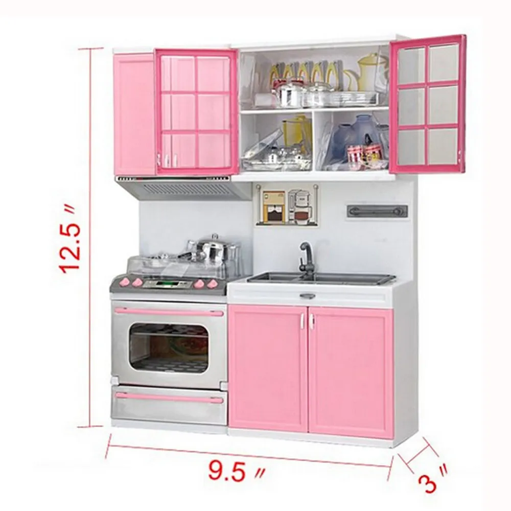 children039s Kitchen Toys Xmas Gift Mini Kids Kitchen Pretend Play Cooking Set Cabinet Stove Girls Toy for kids gift high quali6007912