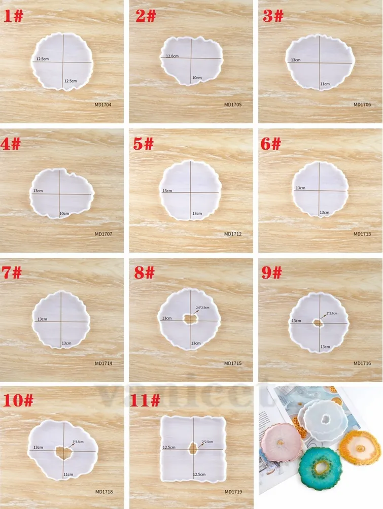 瑪瑙シリコーンモールドエポキシ樹脂型大きな不規則カップトレイ波形のコースタージュエリー作りクラフト食品グレードDIYモールドクラフトツール9033