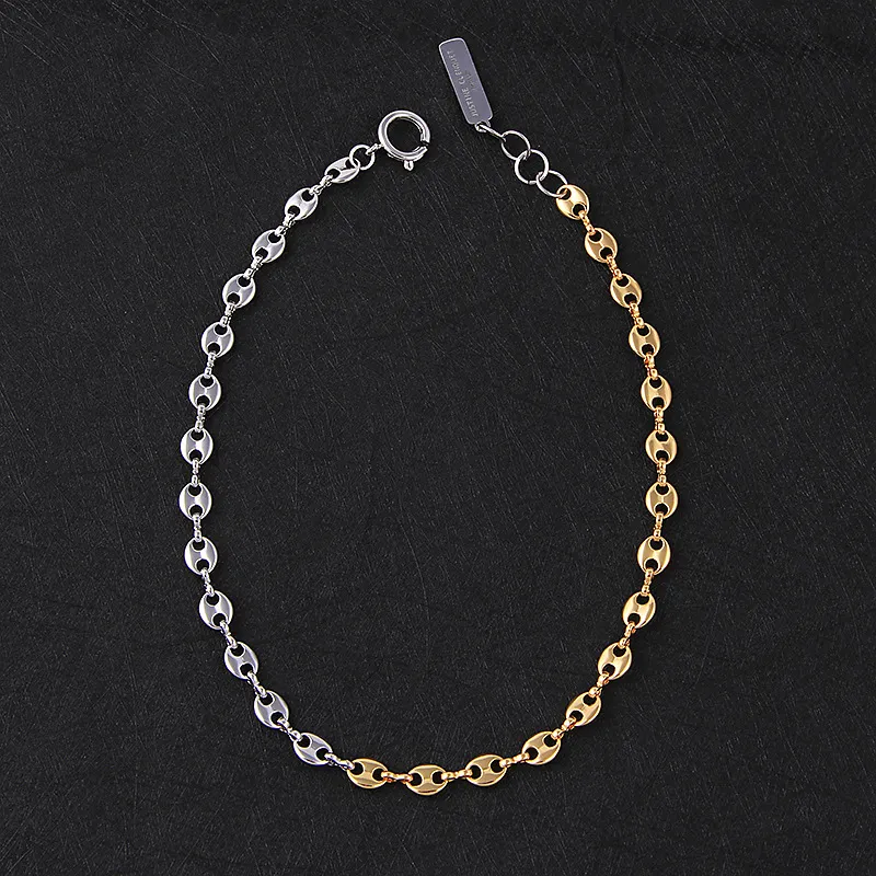 INS Justine Gold und Silber Kontrastfarbe Schwein Nase kurze Halskette Damenmode All-Match Halsband Schlüsselbein Chain266A
