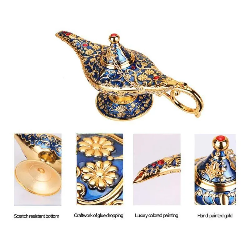Dreamburgh Aladdin Magic Lamp Tin Retro European Art Crafts ing Light Exquisite Craft Ornament Home Furnishings Decorations T200703