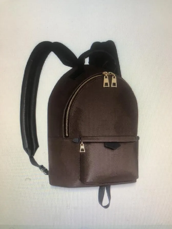 2 sizes Fashion Smooth Zipper Mini Backpack Genuine leather children backpack women Brown printing backpack 44873263s