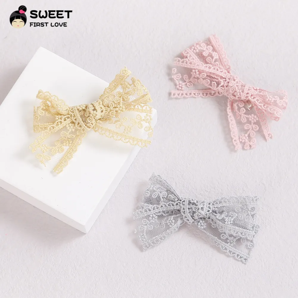 Nouveaux nœuds en dentelle pinces à cheveux pour bébé chapeaux pour enfants Barrettes couleur bonbon épingles à cheveux pour enfants filles accessoires de cheveux pince à cheveux pour tout-petits