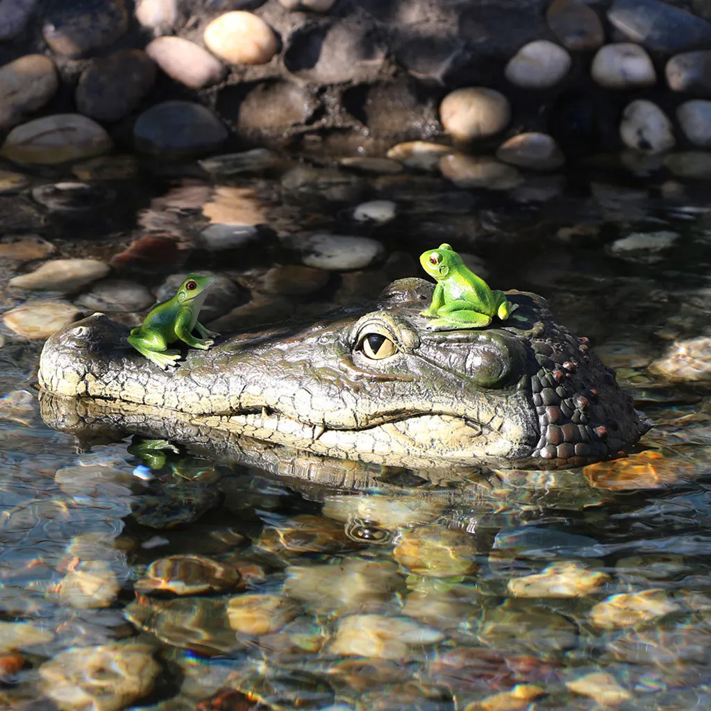 Nowoczesna pływająca głowa krokodyla figurki zwierząt wabik wodny ogród staw artystyczna dekoracja wnętrz do kontroli ozdoby kolekcja 201201