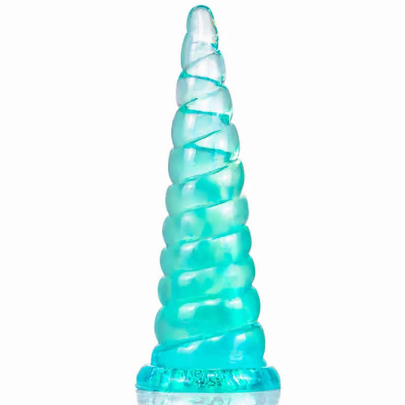 Nxy dildos anal leksaker pigtail huvud multicolor plug stor simulerad falsk penis kristall kvinnlig onani vuxna produkter 0225
