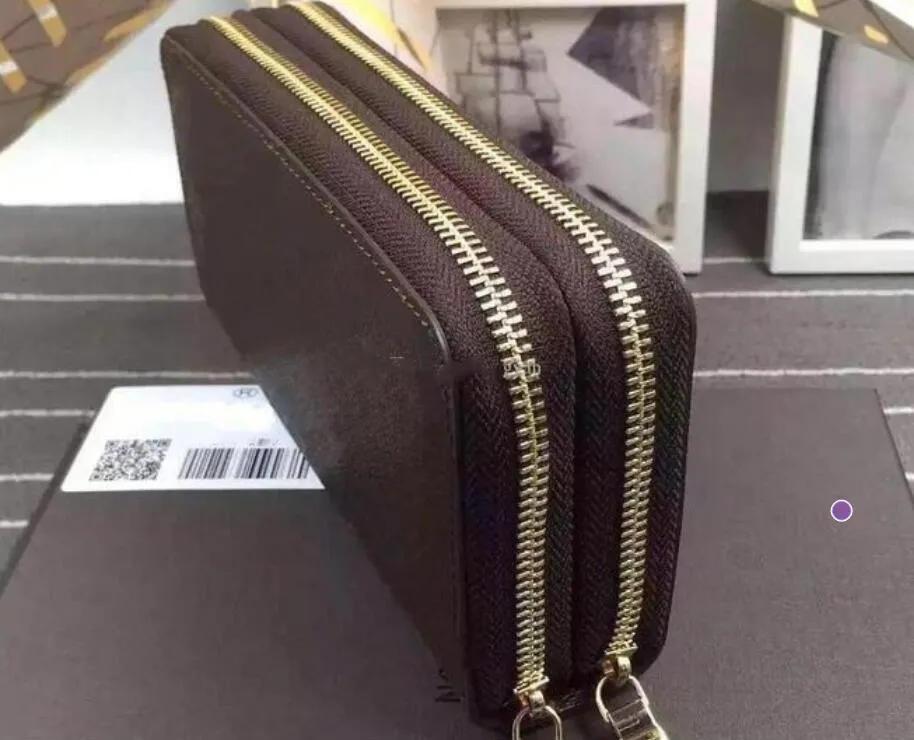 Niski cała cała 2021 cała klasyczna standardowa portfel mężczyźni kobiety długie torebka Money Bag Double Zipper Moneta Monety Pocket Note Compartme305U