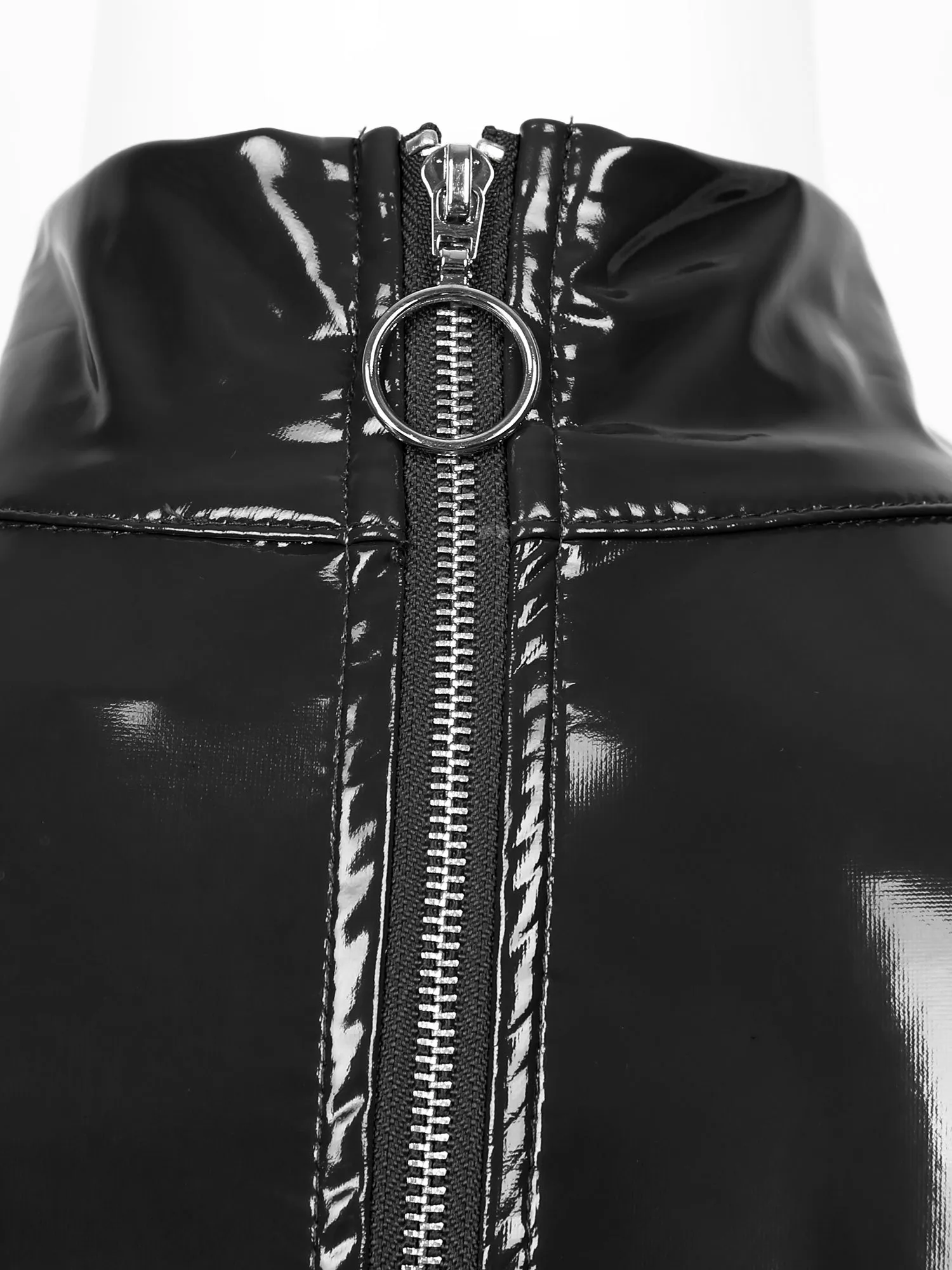 Женский сексуальный женский костюм с мокрым эффектом, коктейльный кожаный мини-платье с обнаженной грудью, ПВХ, латекс, с коротким рукавом, молния сзади, Клубная одежда Y0118302n