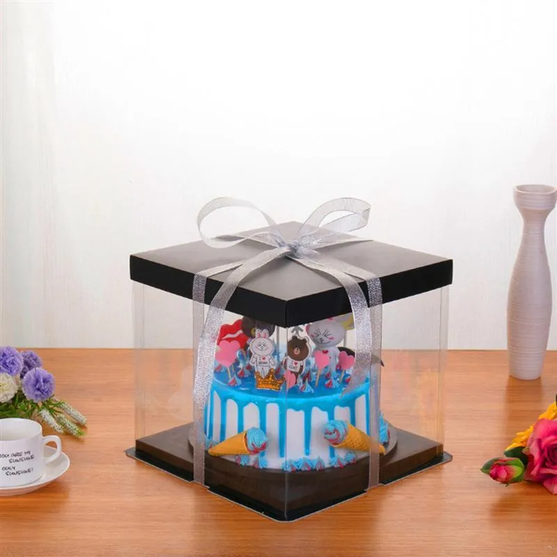 10 Zoll Klar Transparent Kunststoff Kuchen Box Display Platz Backen Muffin Verpackung Cupcake Träger Lagerung Container Mit Deckel240s