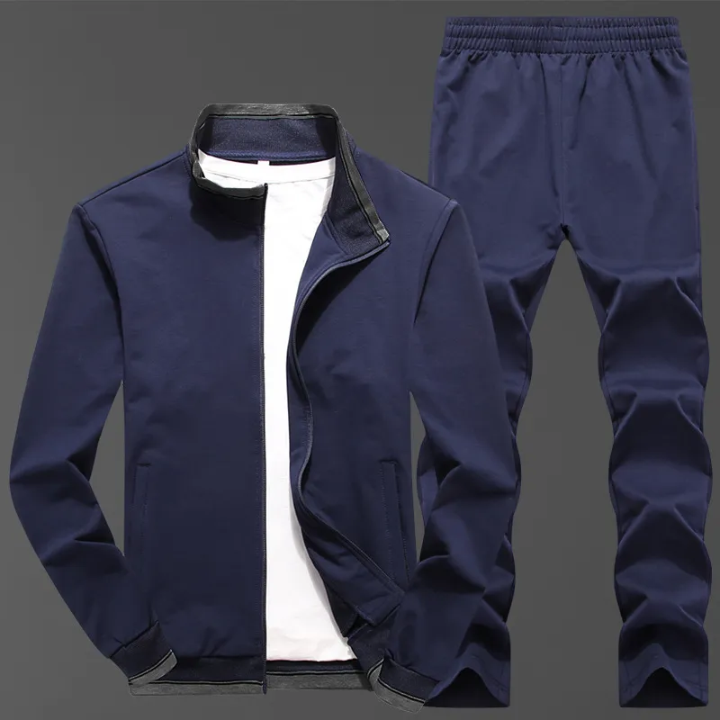 Zwei Stück Set Herren Trainingsanzüge Frühling Herbst Einfarbig Männer Marke Sportswear Jacke Hosen Sweatsuits Plus Größe Kleidung 5XL 201109