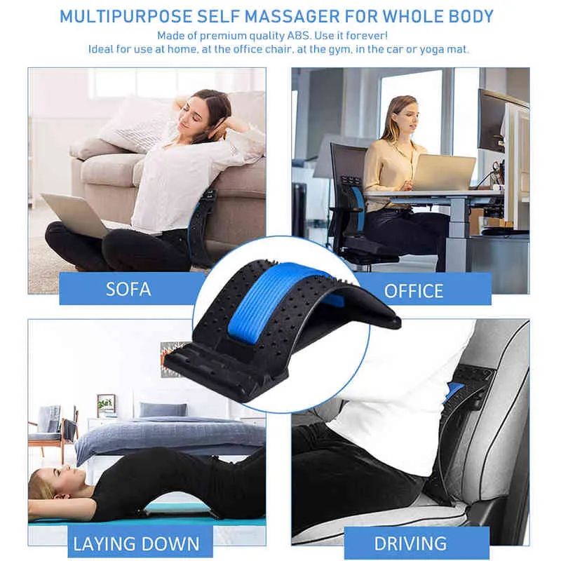 Terug massager Strengst -ondersteuning Spine Deck Pijn Relief Chiropractic Lumbale Fitness Massage Equipment 2201103924936