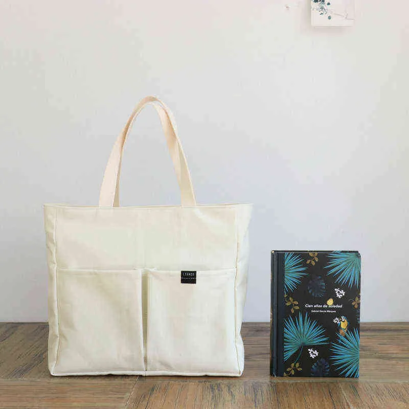 ショッピングバッグ日本のキャンバスビッグおむつ袋カジュアル大容量の女性ハンドバッグ週末の買い物客の女性ショルダートート220307