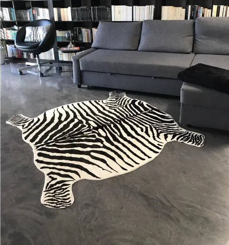Creative Zebra/Cow 3D Printed Carpets for Living Room Anti-slip Cute Animal Throw Rugs Floor Mats Room Doormat Area Rug 201225