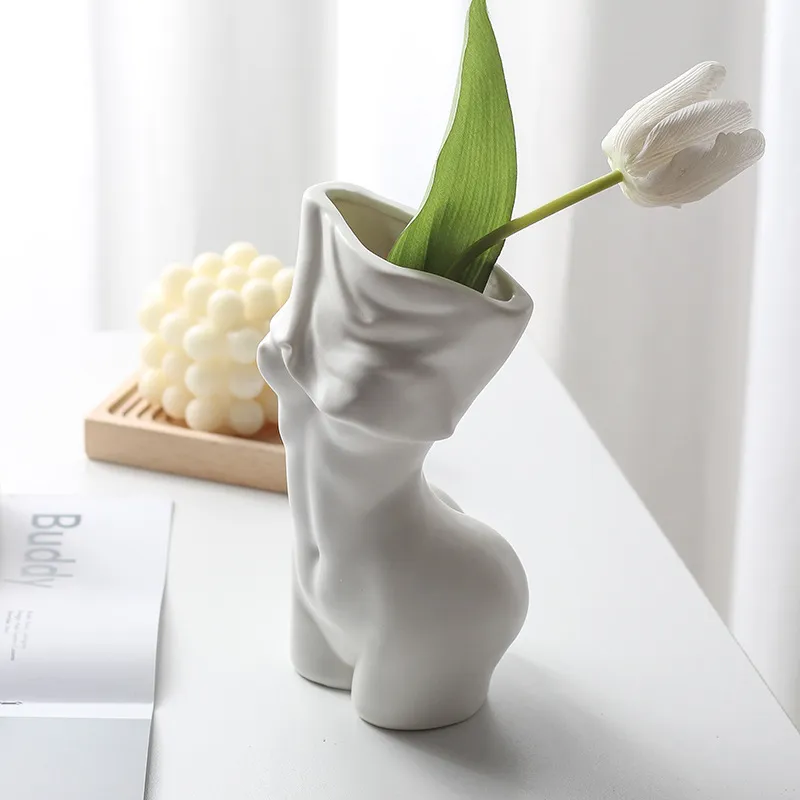 Żeńska wazon wazon ceramiczne kobiece wazony rozebranie się Wygląda na kreatywny kwiatowy wazon dla bohe domowe dekoracje biurka dla przyjaciela 29100453