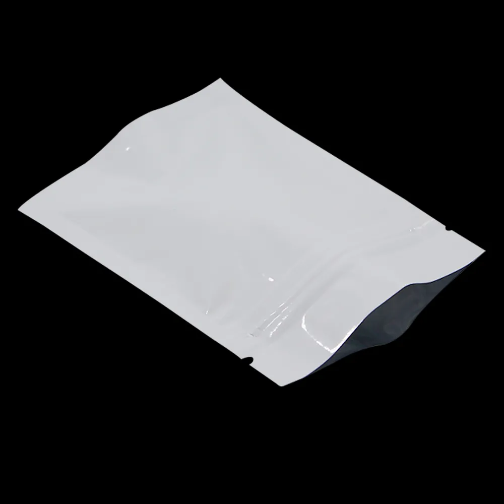 biała aluminiowa folia ziplock paczka żywnościowa torba do pieczęci zamek błyskawicy Mylar Foil Bag na cukierki Dookies Opakowanie herbaty 201021261y
