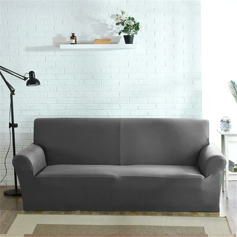 Fundas de sofá elásticas lisas para sala de estar, funda de sofá de esquina en forma de L, fundas para muebles LJ201216