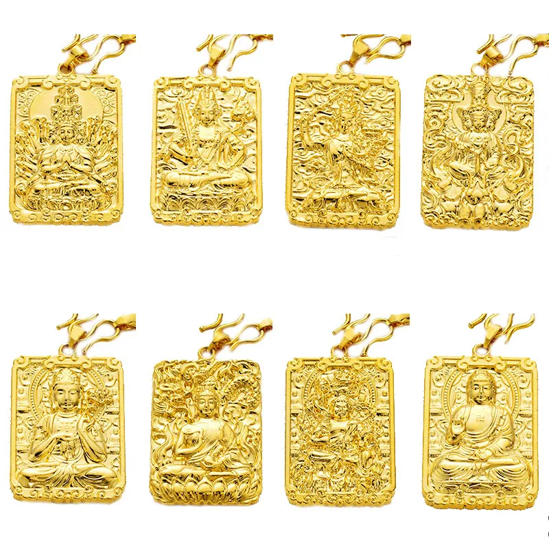24K guld yoga sakyamuni buddhism amulet hänge halsband tibet andlig tibetansk buddist symbol religiösa smycken utan kedja 201013