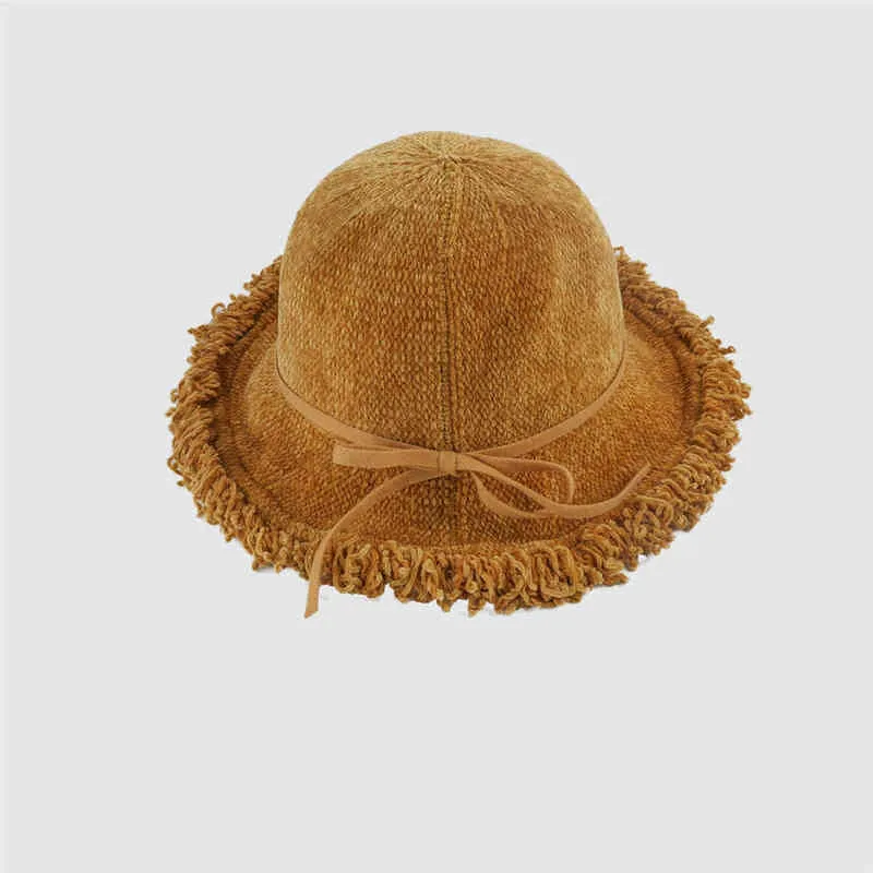 LDSLYJR 2021冬の綿のソリッドカラーのバケツの帽子の漁師の帽子屋外旅行帽子ファッションジョーカー男性と女性のための暖かい71 G220311