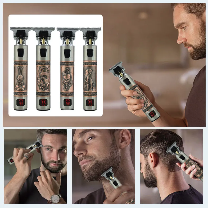 T9 Elektryczne strzyżenia do włosów Profesjonalny trymer dla mężczyzn Akumulator Razor Broda Broda Fryzjer Sklep Cięcia 220216