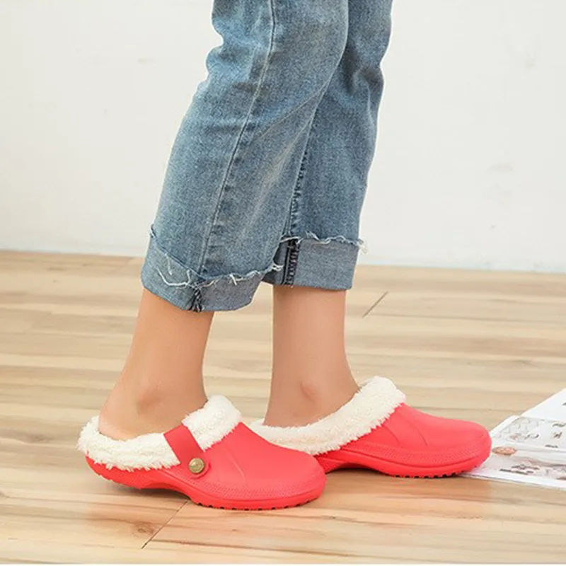 Kesmall Winter Woman Slippers Plush Waterproof Eva暖かい毛皮のスリッパ詰まり愛好家ホームスリッパ屋内床靴女性Y200106