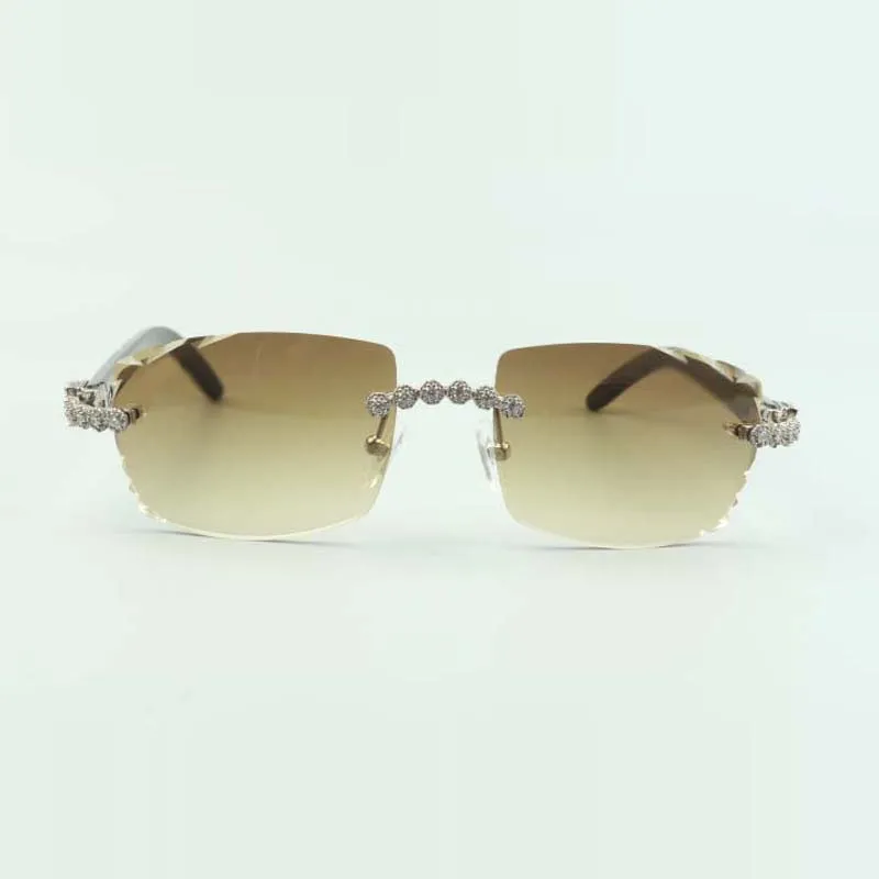 2022 Buffs de diamantes Bouquet Gafas de sol 3524015 con gafas de búfalo de textura negra natural y lente de corte 3 0 Espesor309r