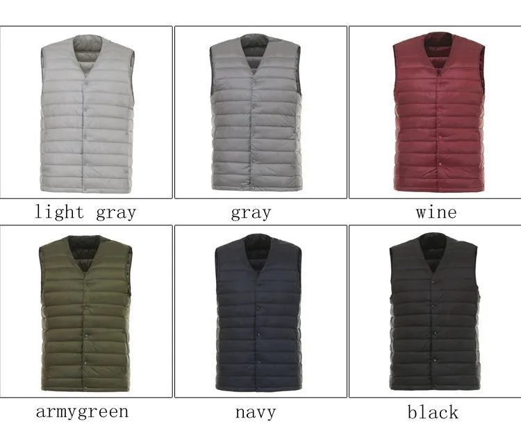 Newbang Men Down Vest Ultra Light Down Vest Portable V-Neck Sleveless Płaszcz Man Winter Bez kołnierza ciepła wkładka 201126