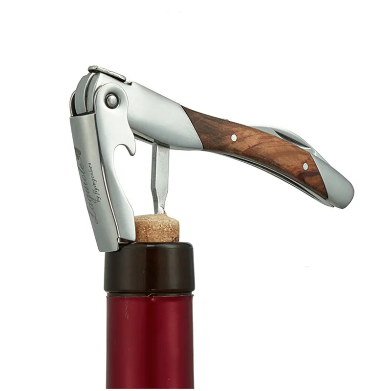 Laguiole Wood Handle Veals Wine Veals Stains Stains Steel Feather Opener Corkscrew Wine Knife CAN Veals في إكسسوارات المطبخ مربع هدايا Y288R