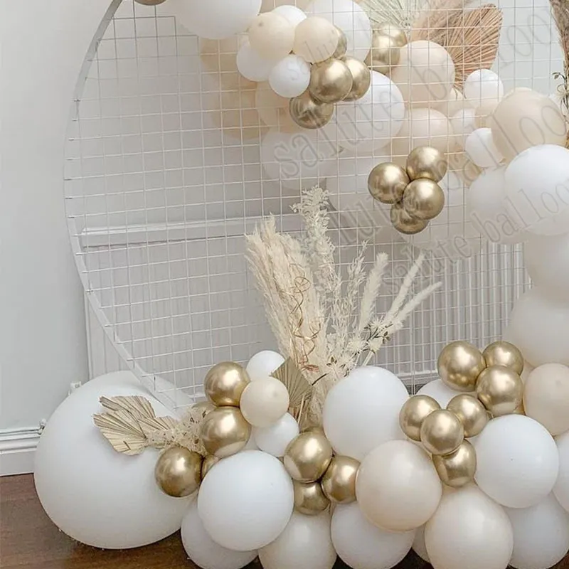 97 sztuk piasek biały balloons Garland Arch Kit Złoty Chrom Globo na urodziny Baby Shower Weddings Party Decoration 220217