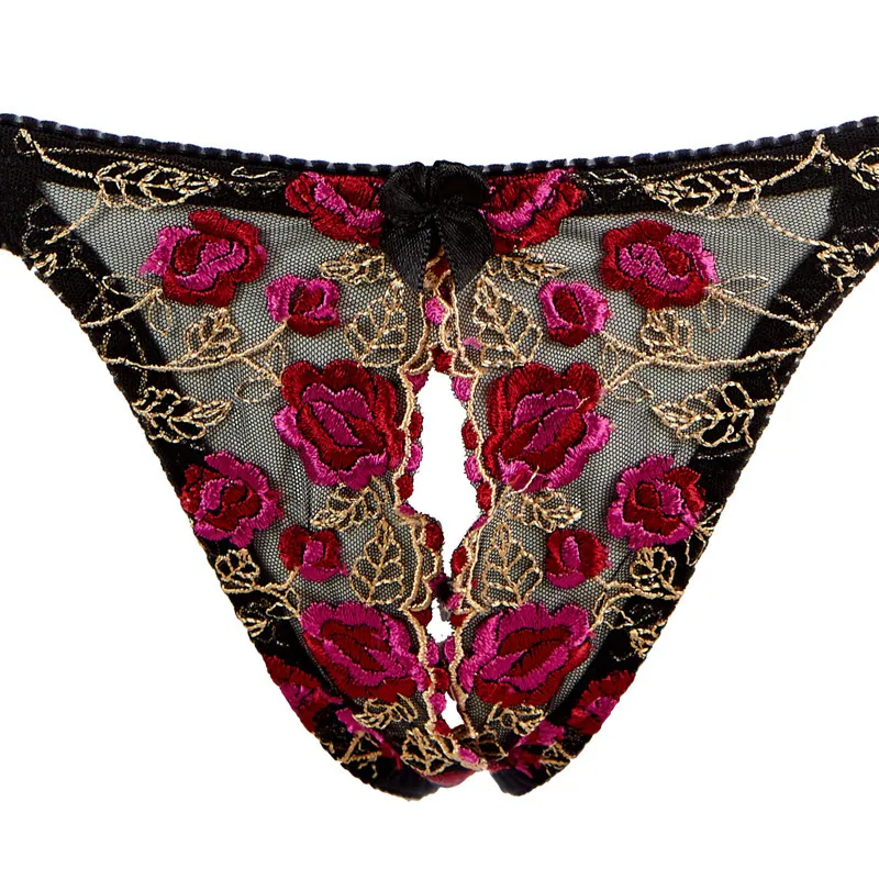 Women Sexy Underwear Exquisite Embroidery Flower Push Up Open Bra Crotch Panty Set Temptation Cupless Thong Lingerie Set LJ2012114323517