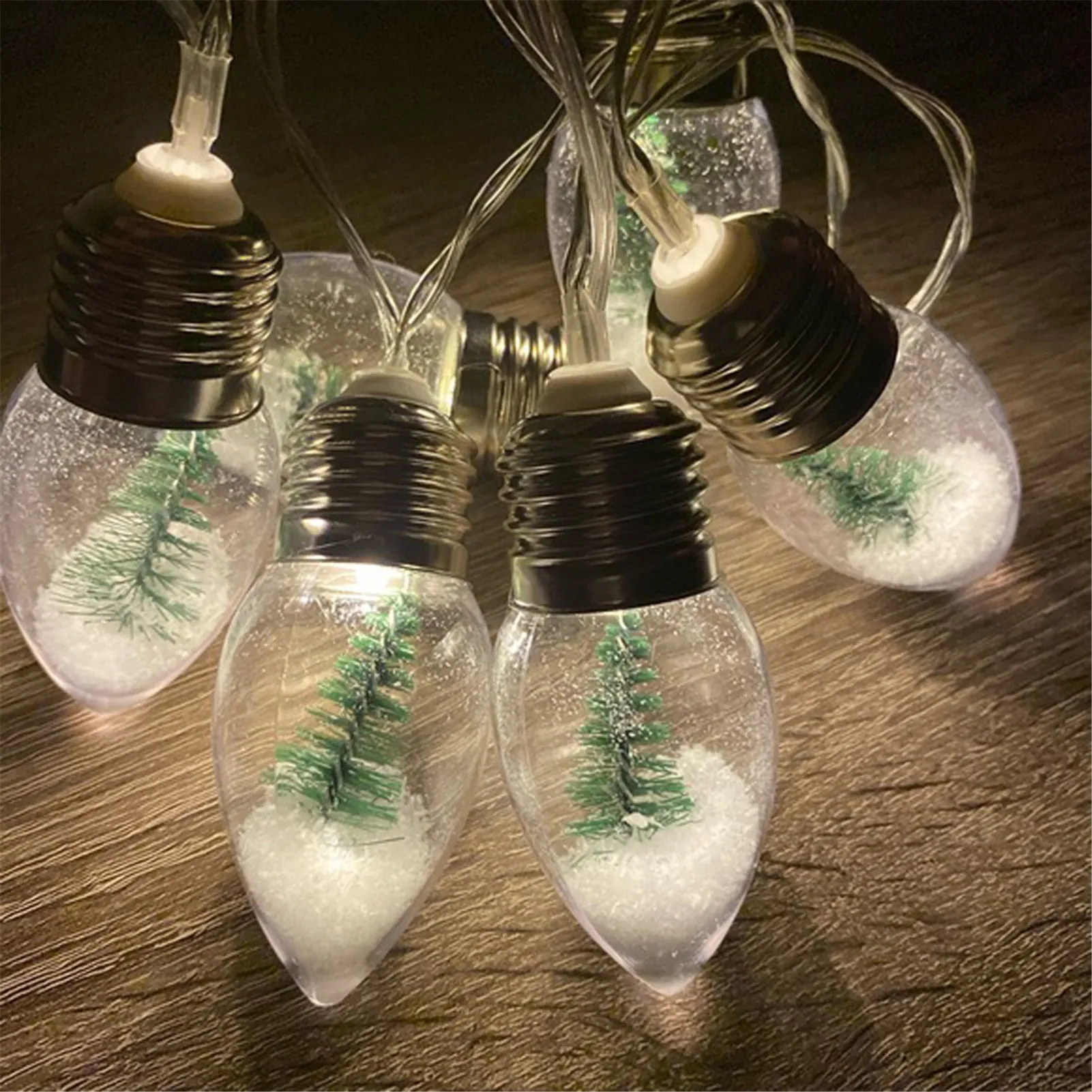6 LED Sneeuw Globe String Light Christmas Tree Decoratie Garland Party Vakantiehuis Xmas Nachtlampen Drop Ornament Fairy Lights 201201