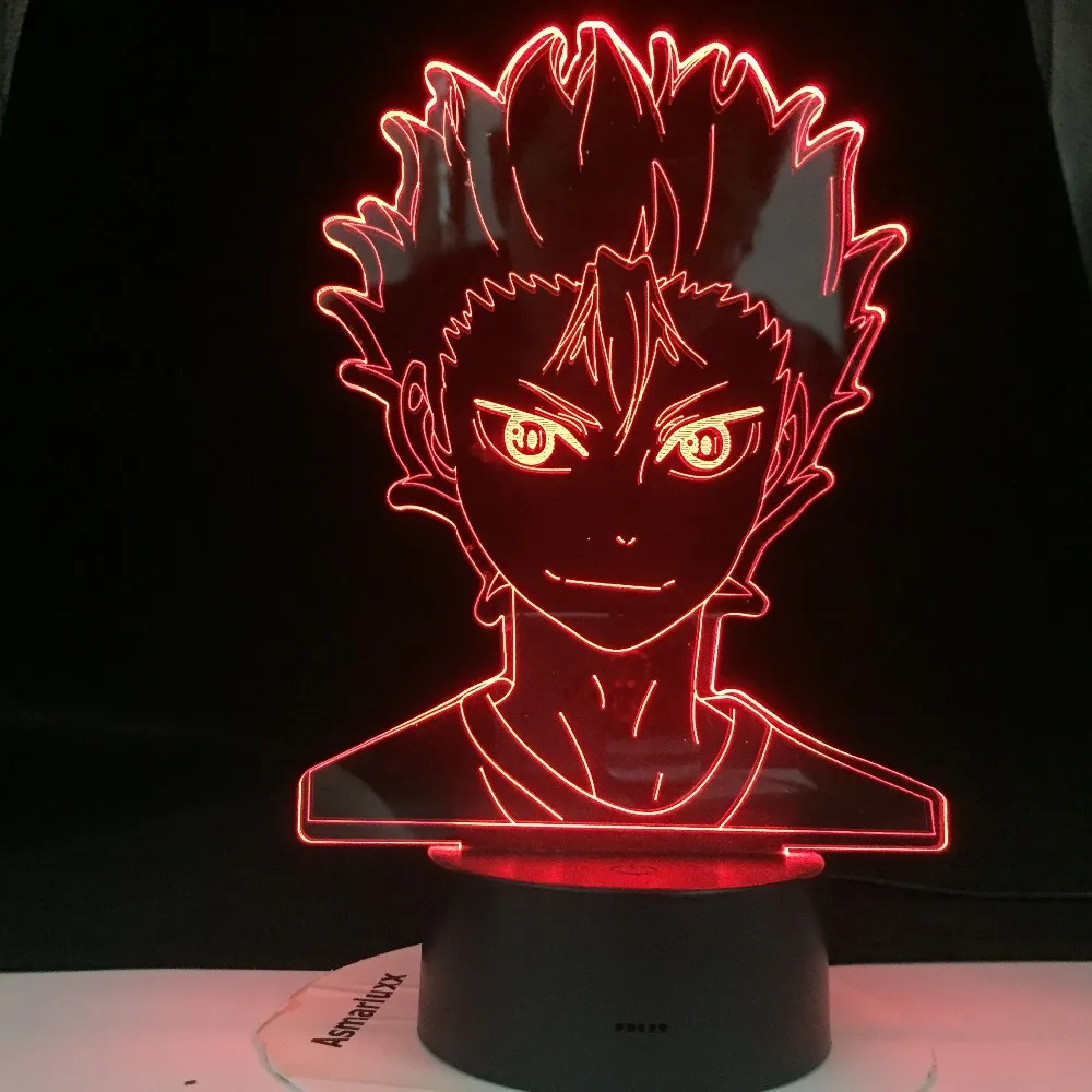 Haikyuu nishinoya yuu figura para crianças decoração de quarto infantil nightlight rgb colorido mesa led noite mangá 3d lâmpada de anime presente268l