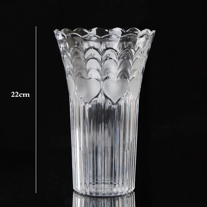 Europejskie duże przezroczyste twórcze imitacja szklana plastikowa wazon bogaty bambusowy sadza wodny anty-paliwa kryształowe ozdoby Flower208v