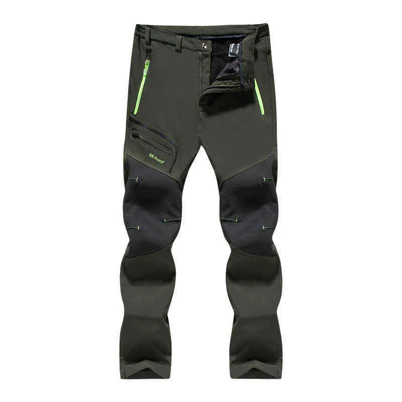 Men Winter Fleece Cargo Pants Tactical Outdoor Waterproof Pants Men Warm Oversized Plus Size Breathable Hiking Trousers Mens H1223