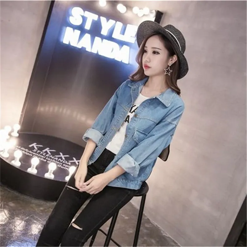 Jackets femininas Spring Autumn Autumn Down Denim Coat Jacket Washed Jeans Women Plus Size Casual Casual Casual Casacos e jaqueta LJ200813