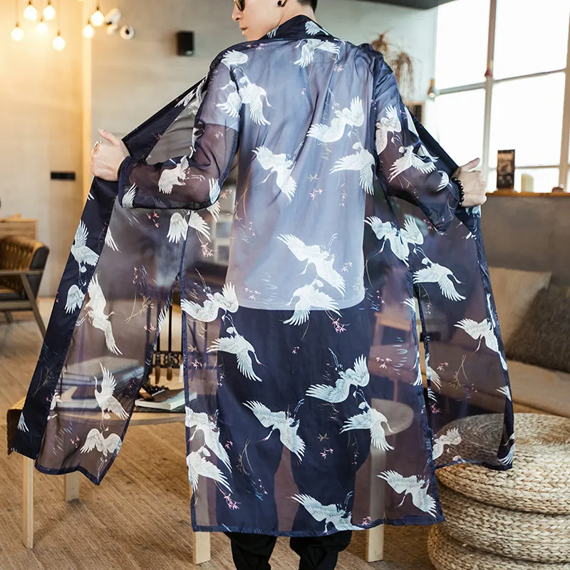 Camicia hawaiana da uomo vestiti 2020 giapponese streetwear lungo cinese camicia maschile fresca camicetta maschile kimono cardigan LJ200925