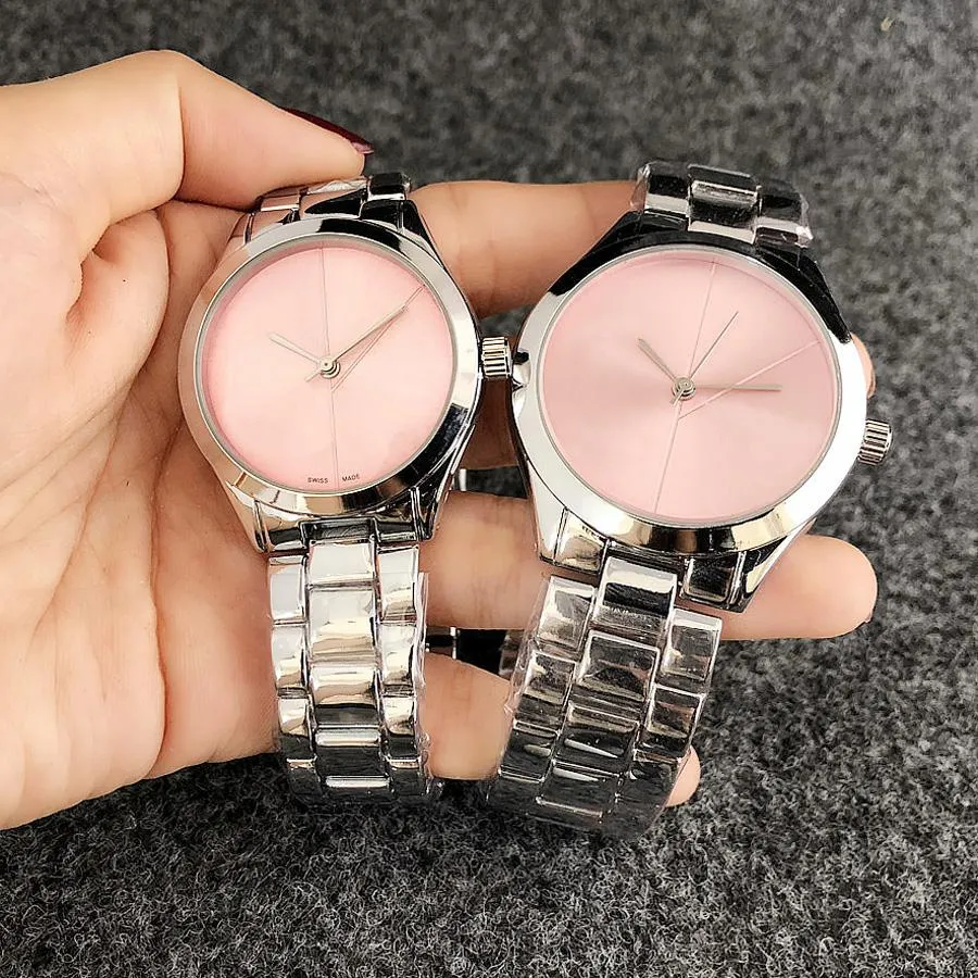 Brand Quartz Wrist Watch for Women Men Lovers' with Colorful Crystal Steel Metal luxury Band Watches