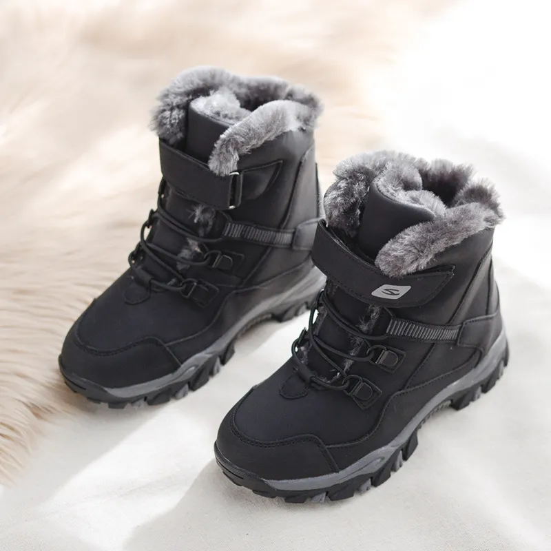 Kikids novos sapatos para meninos meninas crianças martin exército sneaker bebê plana quente inverno crianças botas de neve 201128