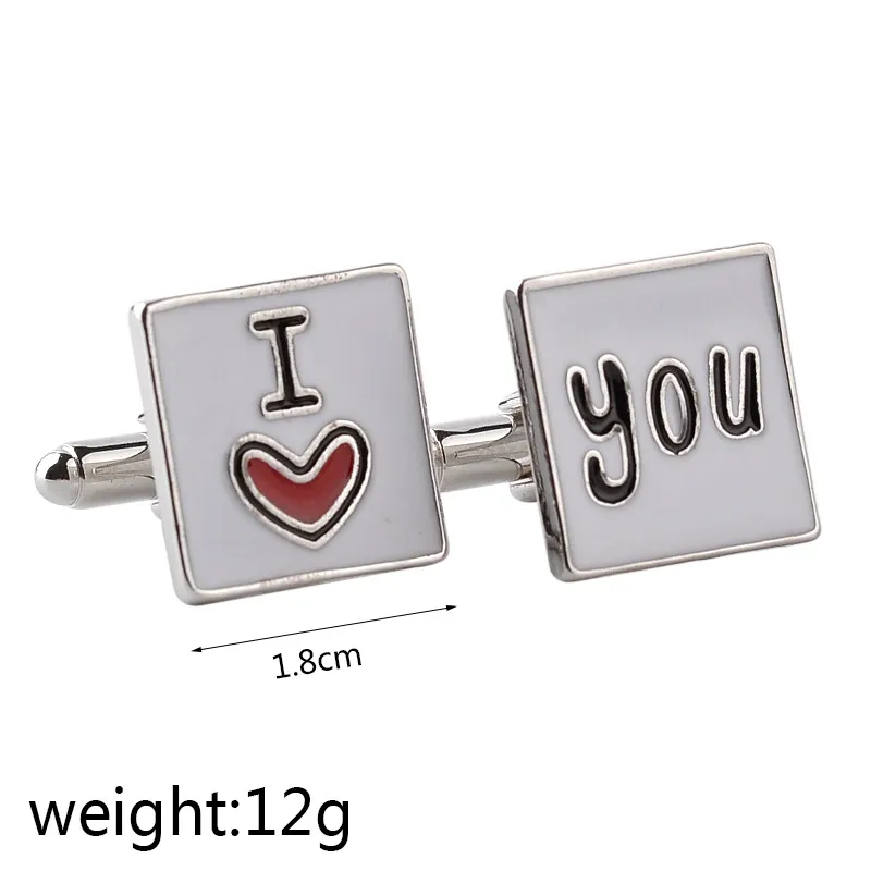 romantic i love you cufflinks lovers Business suit Shirt cuff links button women men's fashion jewelry Valentine's Day gift will and sandy
