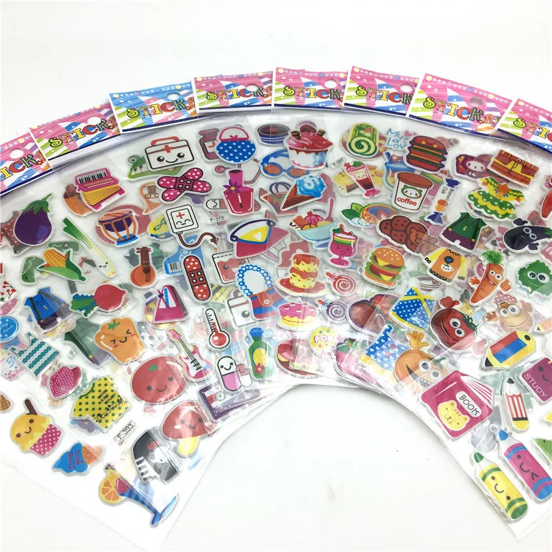 50 SheetSlot Mini Cartoon Stickers Puffy Stickers Enfants Habillage Animal Fruit Classic Toys for Kids Girls School Teacher Rewards 2010212126954