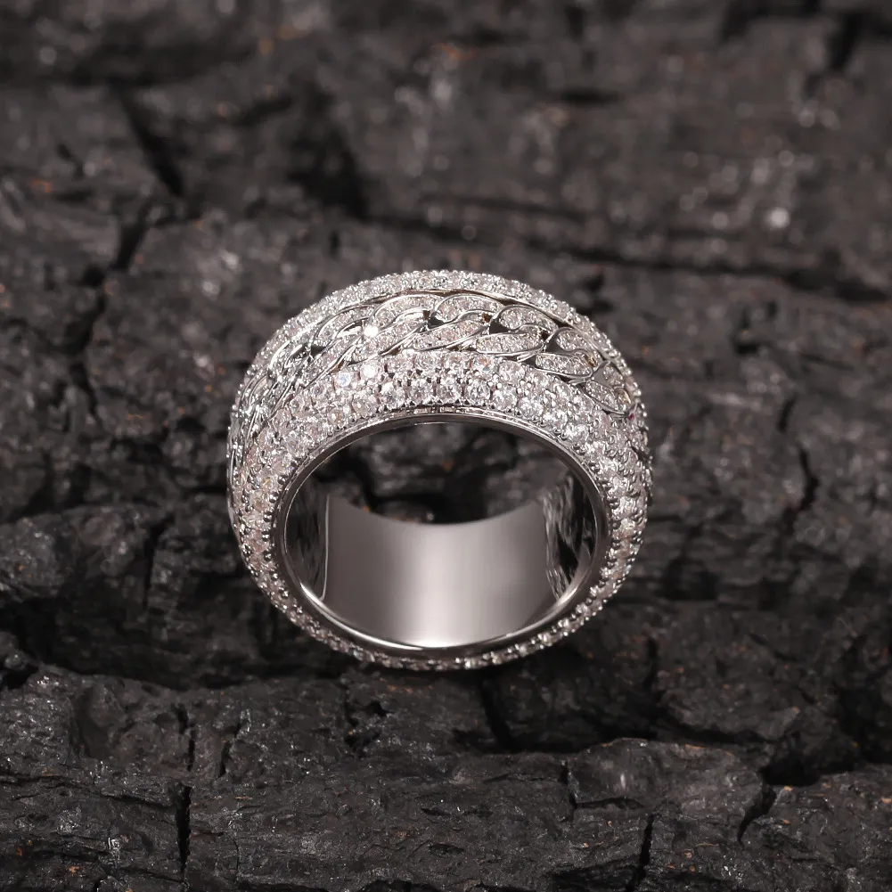 Anel de diamante rotativo moda hip hop anel jóias masculino ouro prata anéis gelados 201w