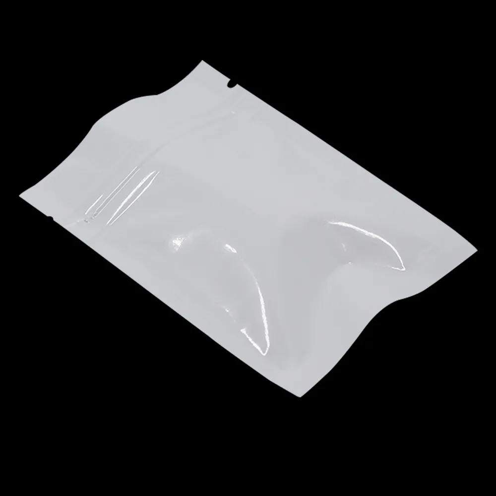 200 pièces sac d'emballage alimentaire à fermeture éclair en papier d'aluminium blanc sac en aluminium Mylar à fermeture éclair auto-scellante pour emballage de thé de collation DOOKIES de bonbons 201021307Y
