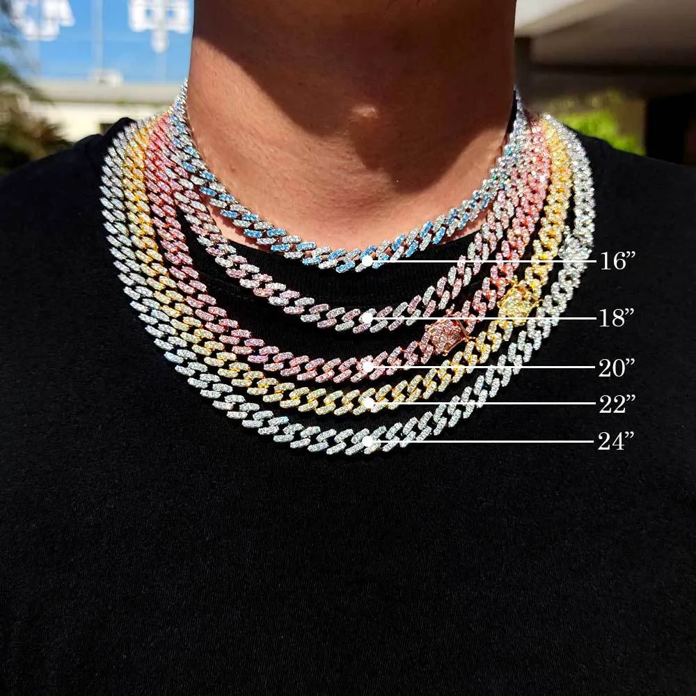 Designer de corrente de ligação cubana 9mm zircônia colar jóias europeu americano hip hop galvanizado colar para homens e mulheres festa wh242a
