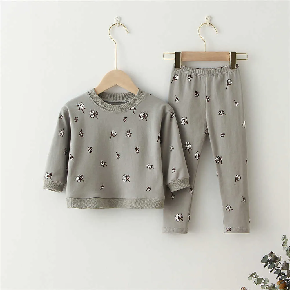 Miúdos Conjuntos de roupas Suéter Tops + Calças Primavera Criança Meninos Meninas Roupas Tracksuit Pijama Crianças 211224