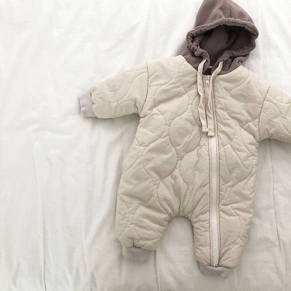 Niño bebé abajo algodón sólido mamelucos recién nacido bebé niña ropa traje de nieve invierno espesar cálido niños ropa 0-24m LJ201023
