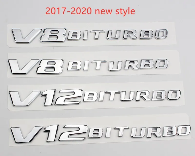 V8 v12 Biturbo number number liding bod Bulm Emblem Side Fender Badge для Mercedes Benz C63 SL63 ML63 G63 AMG263G