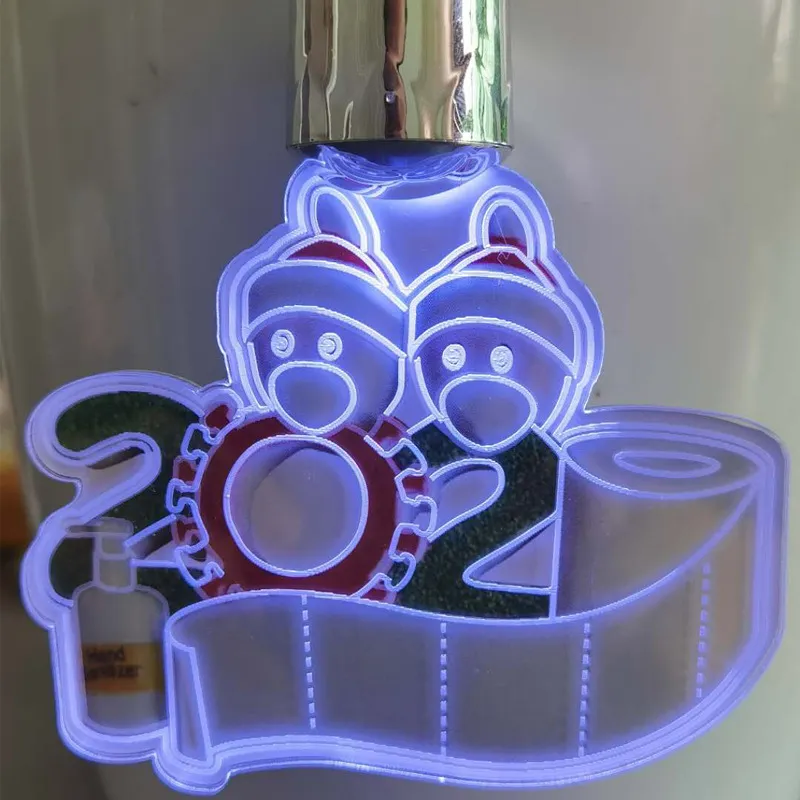 2020 Quarantaine Survivor Famille Famille Snowman Face Masque Pendentif Noël Acrylique LED Night Light Décoration de Noël
