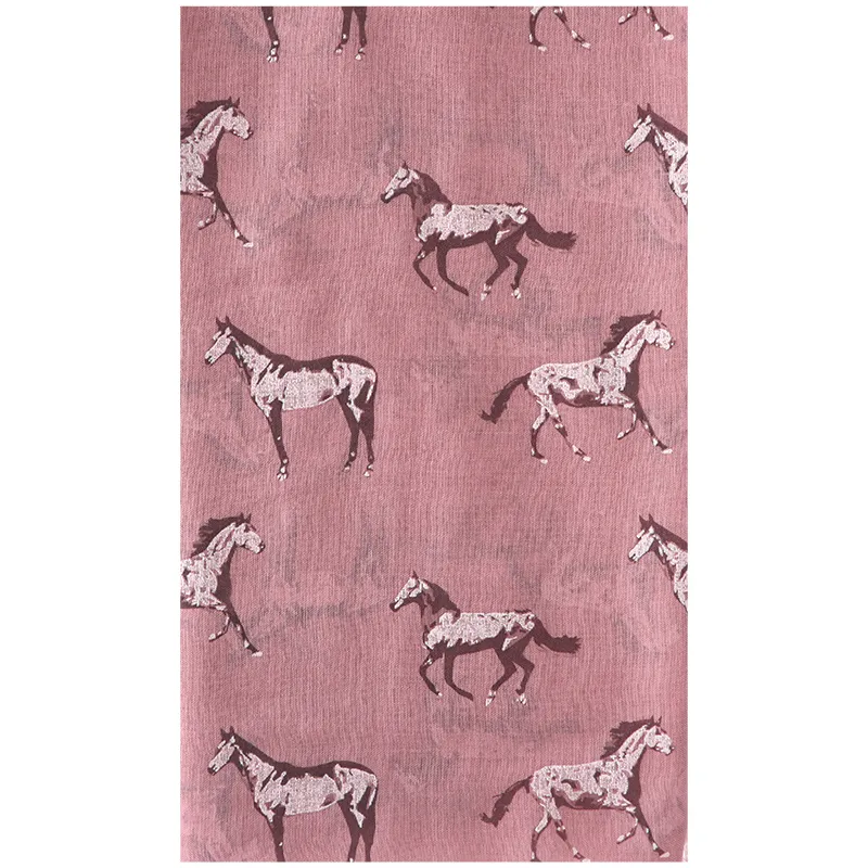 FoxMother Nowa moda lekka różowa szara kolor biegający szalik koń koni nadruk zwierzęcy szaliki kobiety faulard femme y2010074322066