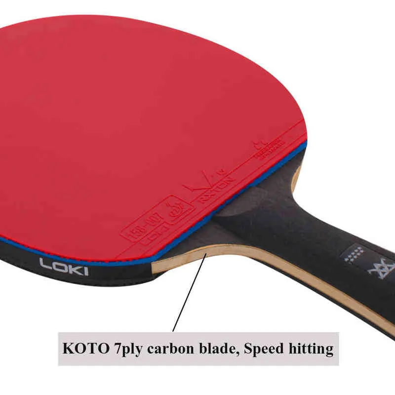LOKI 9-звездочная липкая ракетка для настольного тенниса с карбоновым лезвием, летучая мышь для пинг-понга, весло для пинг-понга для быстрой атаки и дуги 2201056815588